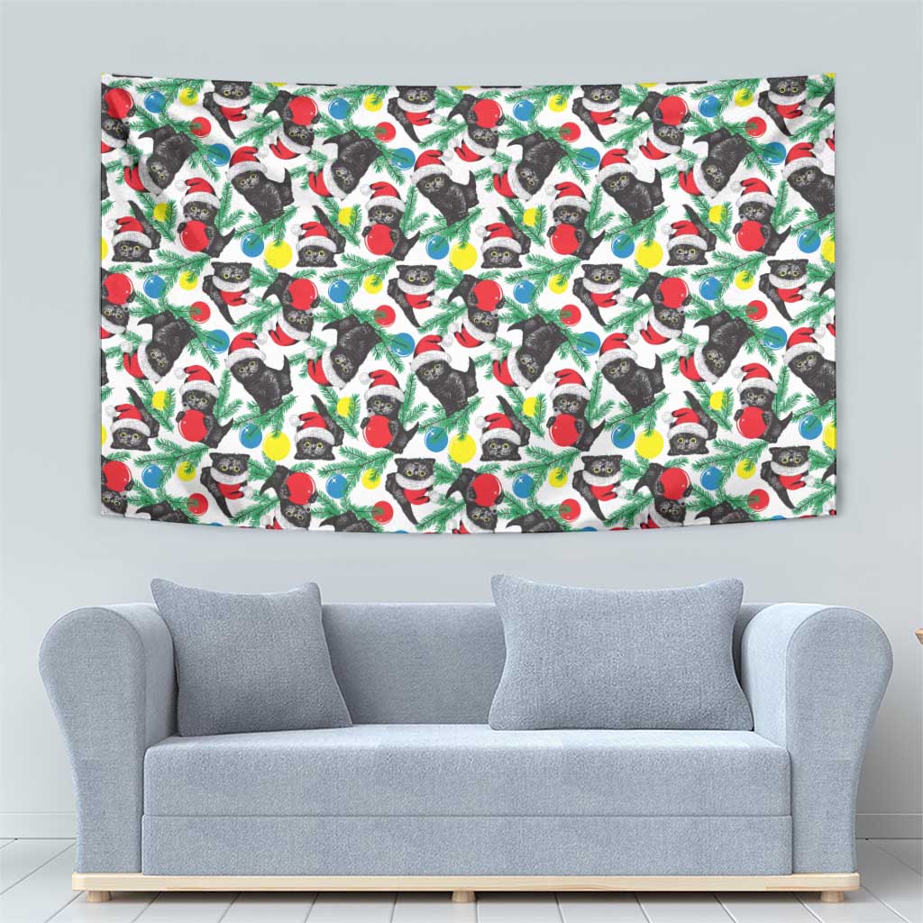 Black Cat Christmas Christmas Tapestry Xmas Holiday Patterns - Wonder Print Shop