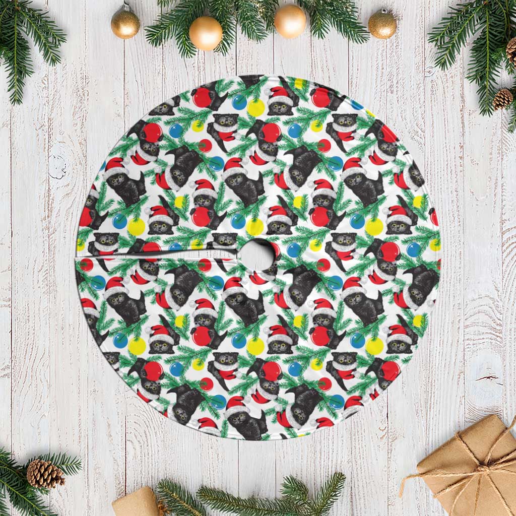 Black Cat Christmas Tree Skirt Xmas Holiday Patterns - Wonder Print Shop