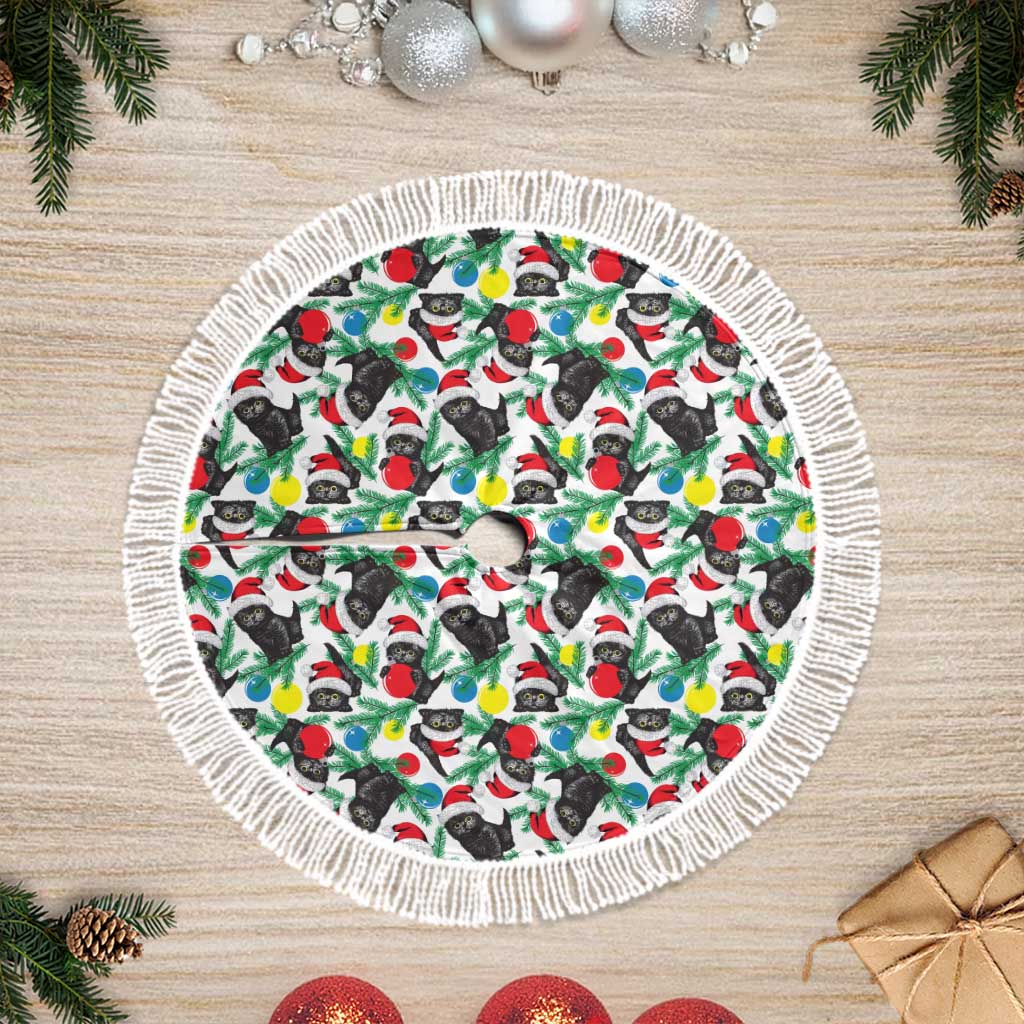 Black Cat Christmas Tree Skirt Xmas Holiday Patterns - Wonder Print Shop