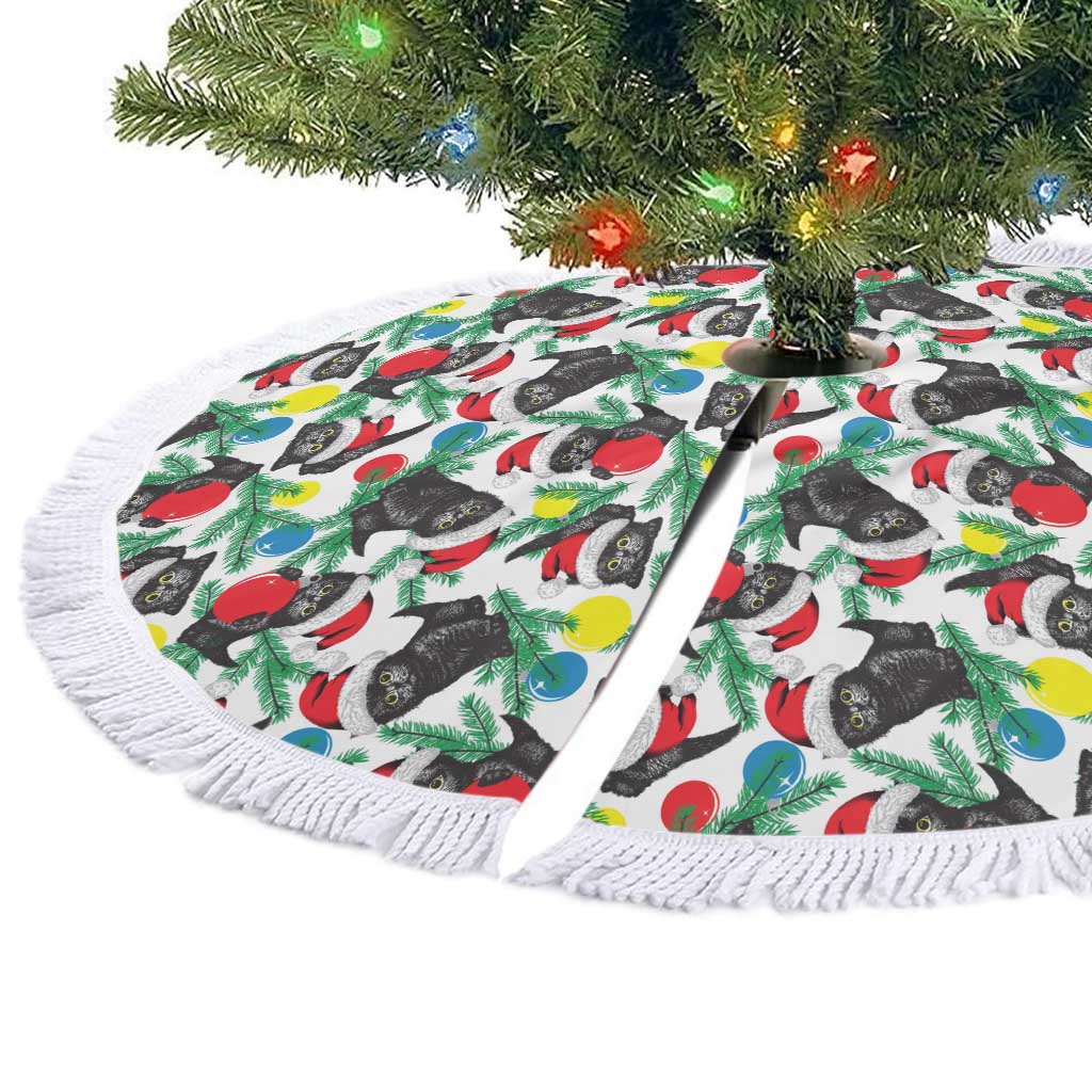 Black Cat Christmas Tree Skirt Xmas Holiday Patterns - Wonder Print Shop