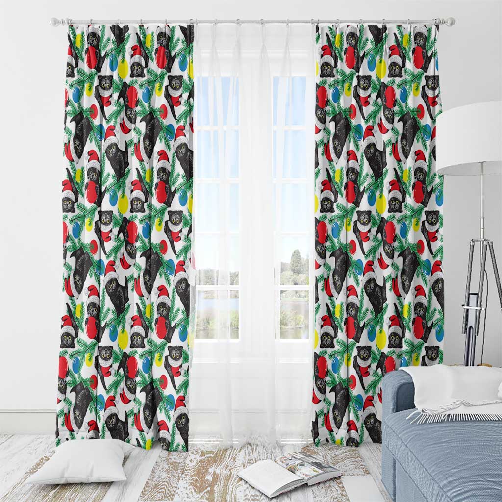 Black Cat Christmas Christmas Window Curtain Xmas Holiday Patterns - Wonder Print Shop
