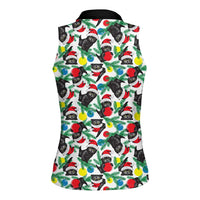 Black Cat Christmas Christmas Women Sleeveless Polo Shirt Xmas Holiday Patterns - Wonder Print Shop