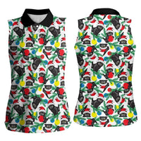 Black Cat Christmas Christmas Women Sleeveless Polo Shirt Xmas Holiday Patterns - Wonder Print Shop