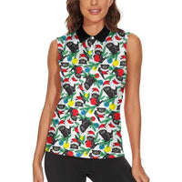 Black Cat Christmas Christmas Women Sleeveless Polo Shirt Xmas Holiday Patterns - Wonder Print Shop