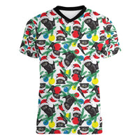 Black Cat Christmas Christmas Women V-Neck T-Shirt Xmas Holiday Patterns - Wonder Print Shop
