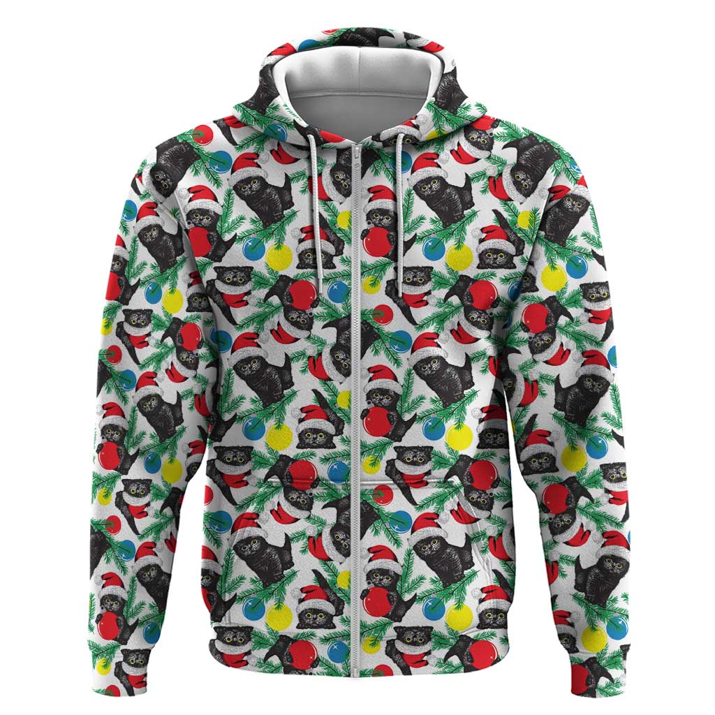Black Cat Christmas Christmas Zip Hoodie Xmas Holiday Patterns - Wonder Print Shop