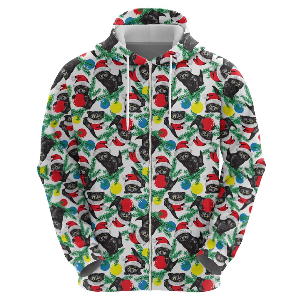Black Cat Christmas Christmas Zip Hoodie Xmas Holiday Patterns - Wonder Print Shop
