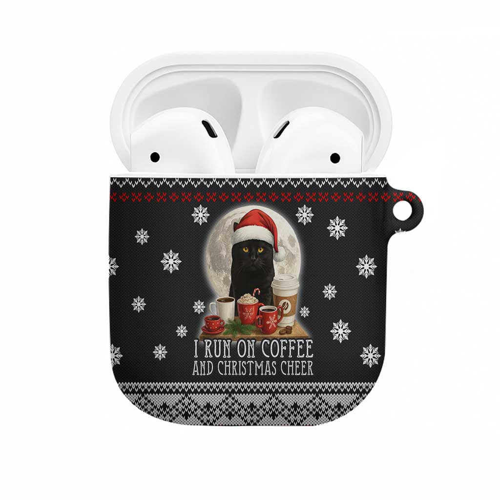 Black Cat Run On Coffee AirPods Case Xmas Holiday Patterns - Wonder Print Shop