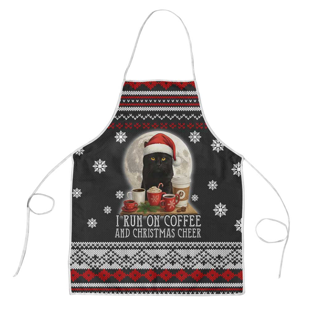 Black Cat Run On Coffee Apron Xmas Holiday Patterns - Wonder Print Shop