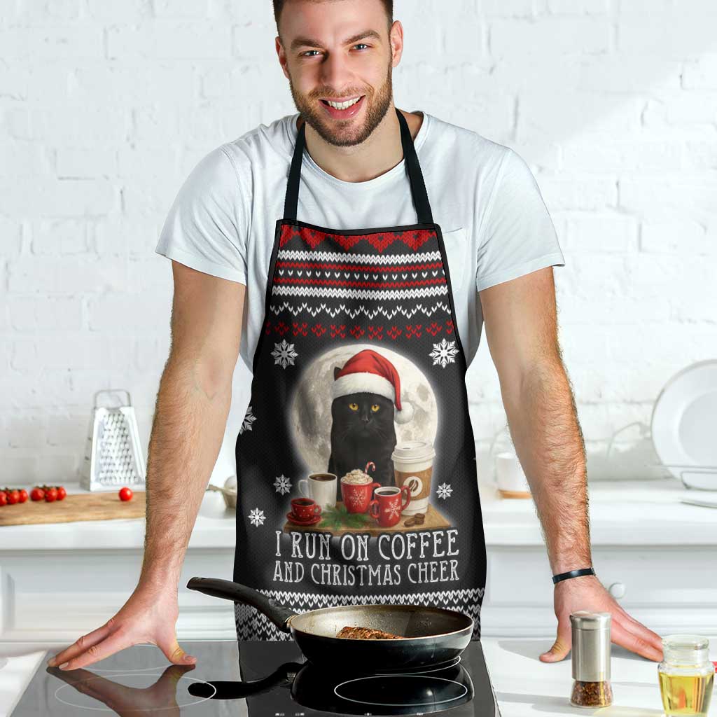Black Cat Run On Coffee Apron Xmas Holiday Patterns - Wonder Print Shop