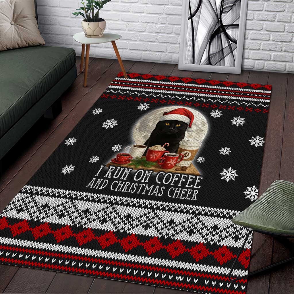 Black Cat Run On Coffee Area Rug Xmas Holiday Patterns - Wonder Print Shop