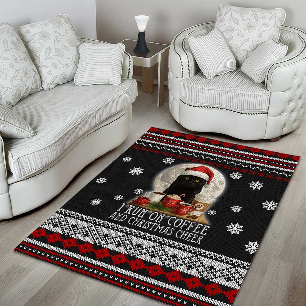 Black Cat Run On Coffee Area Rug Xmas Holiday Patterns - Wonder Print Shop