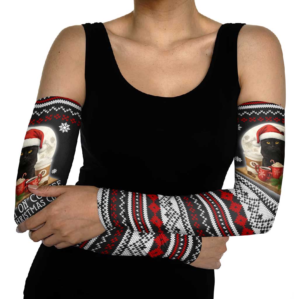 Black Cat Run On Coffee Arm Sleeves Xmas Holiday Patterns - Wonder Print Shop