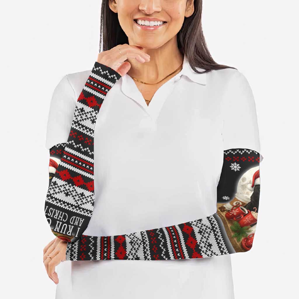 Black Cat Run On Coffee Arm Sleeves Xmas Holiday Patterns - Wonder Print Shop