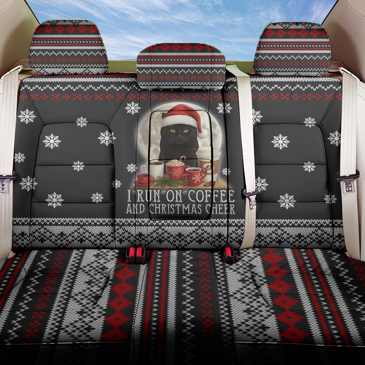 Black Cat Run On Coffee Back Car Seat Cover Xmas Holiday Patterns - Wonder Print Shop
