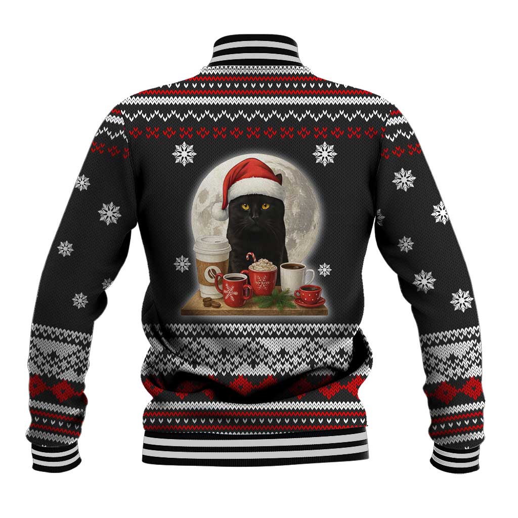 Black Cat Run On Coffee Baseball Jacket Xmas Holiday Patterns - Wonder Print Shop