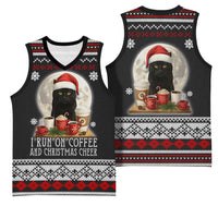 Black Cat Run On Coffee Basketball Jersey Xmas Holiday Patterns - Wonder Print Shop