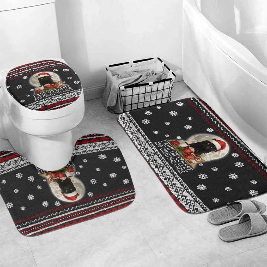 Black Cat Run On Coffee Bathroom Set Xmas Holiday Patterns - Wonder Print Shop