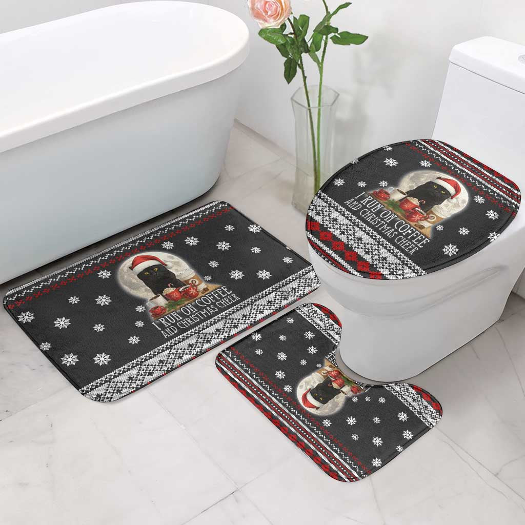 Black Cat Run On Coffee Bathroom Set Xmas Holiday Patterns - Wonder Print Shop