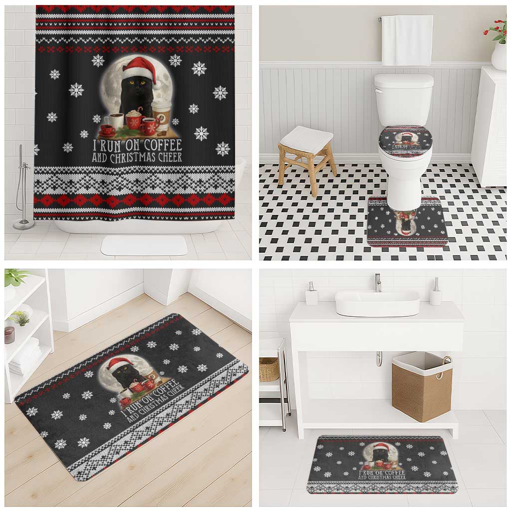 Black Cat Run On Coffee Bathroom Set Xmas Holiday Patterns - Wonder Print Shop