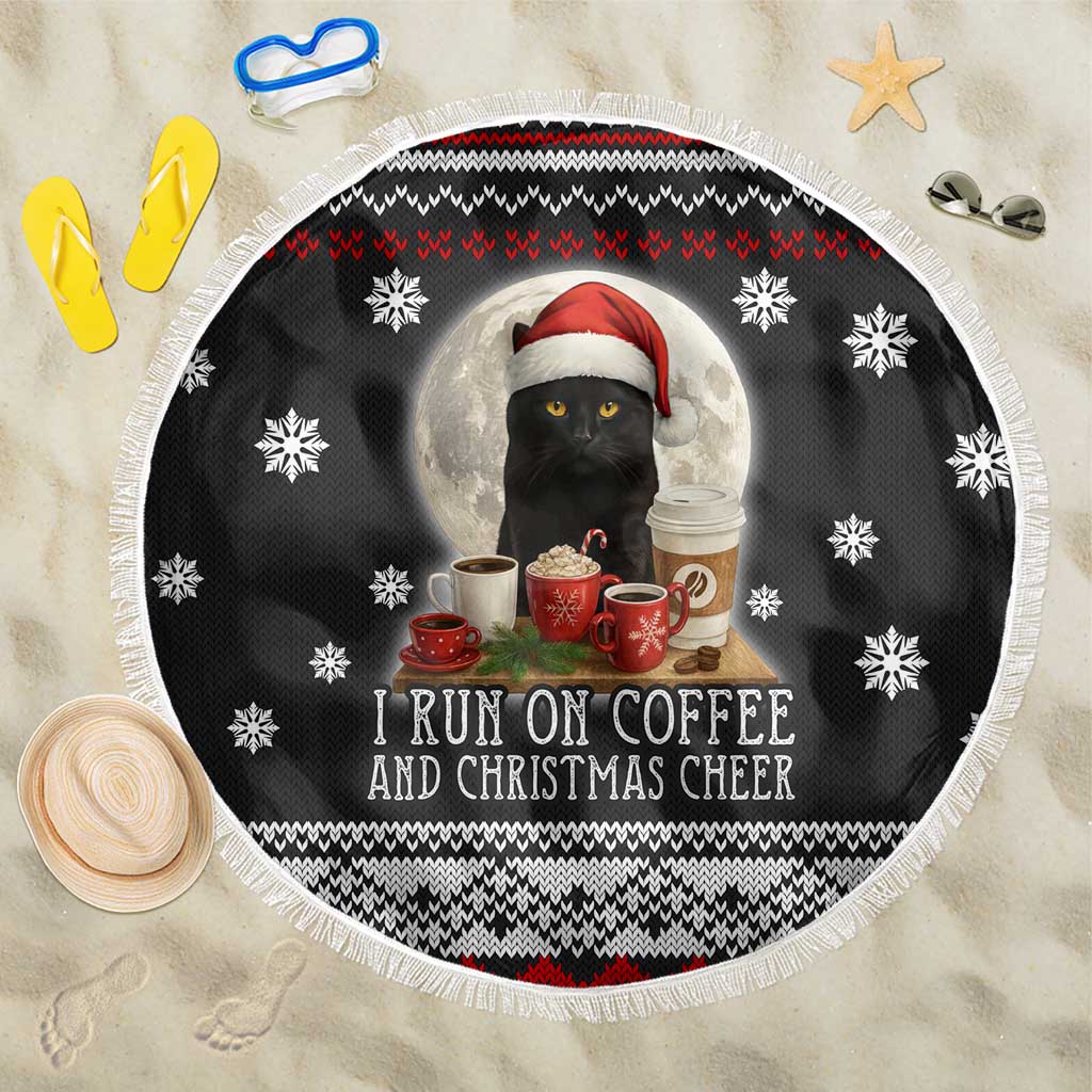 Black Cat Run On Coffee Beach Blanket Xmas Holiday Patterns - Wonder Print Shop
