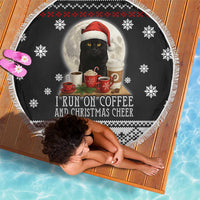 Black Cat Run On Coffee Beach Blanket Xmas Holiday Patterns - Wonder Print Shop