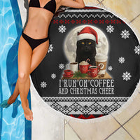 Black Cat Run On Coffee Beach Blanket Xmas Holiday Patterns - Wonder Print Shop