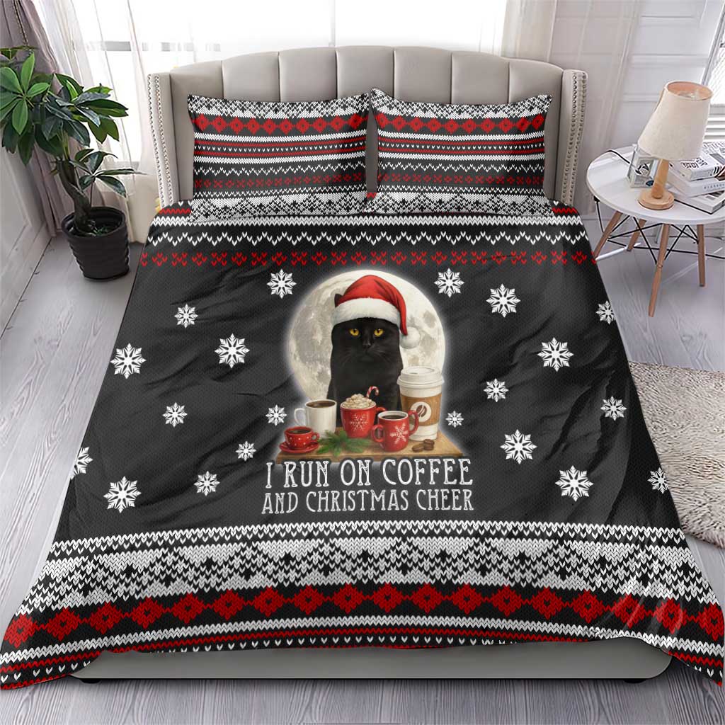 Black Cat Run On Coffee Bedding Set Xmas Holiday Patterns - Wonder Print Shop