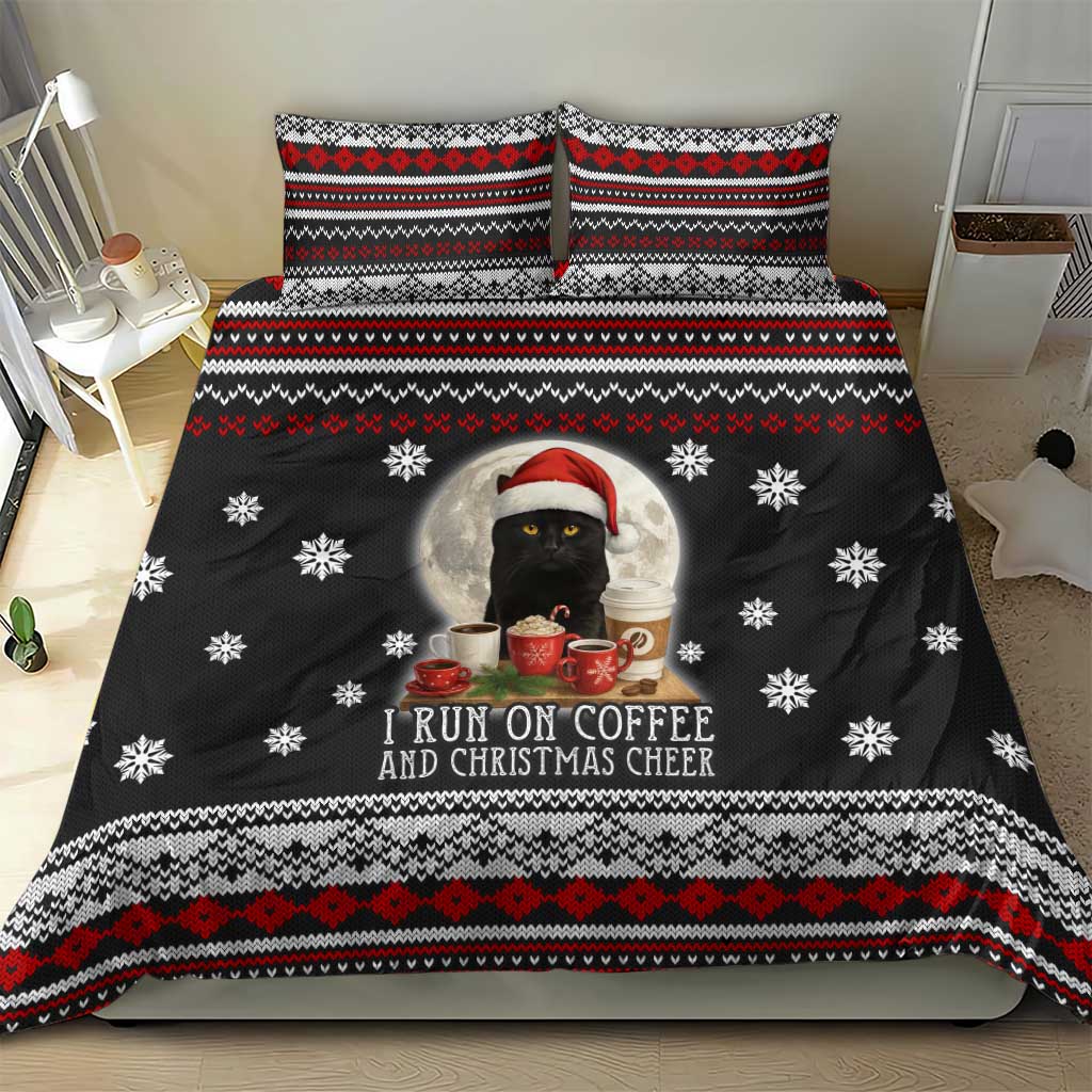 Black Cat Run On Coffee Bedding Set Xmas Holiday Patterns - Wonder Print Shop