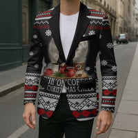Black Cat Run On Coffee Blazer Xmas Holiday Patterns - Wonder Print Shop