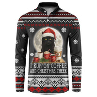 Black Cat Run On Coffee Button Sweatshirt Xmas Holiday Patterns - Wonder Print Shop