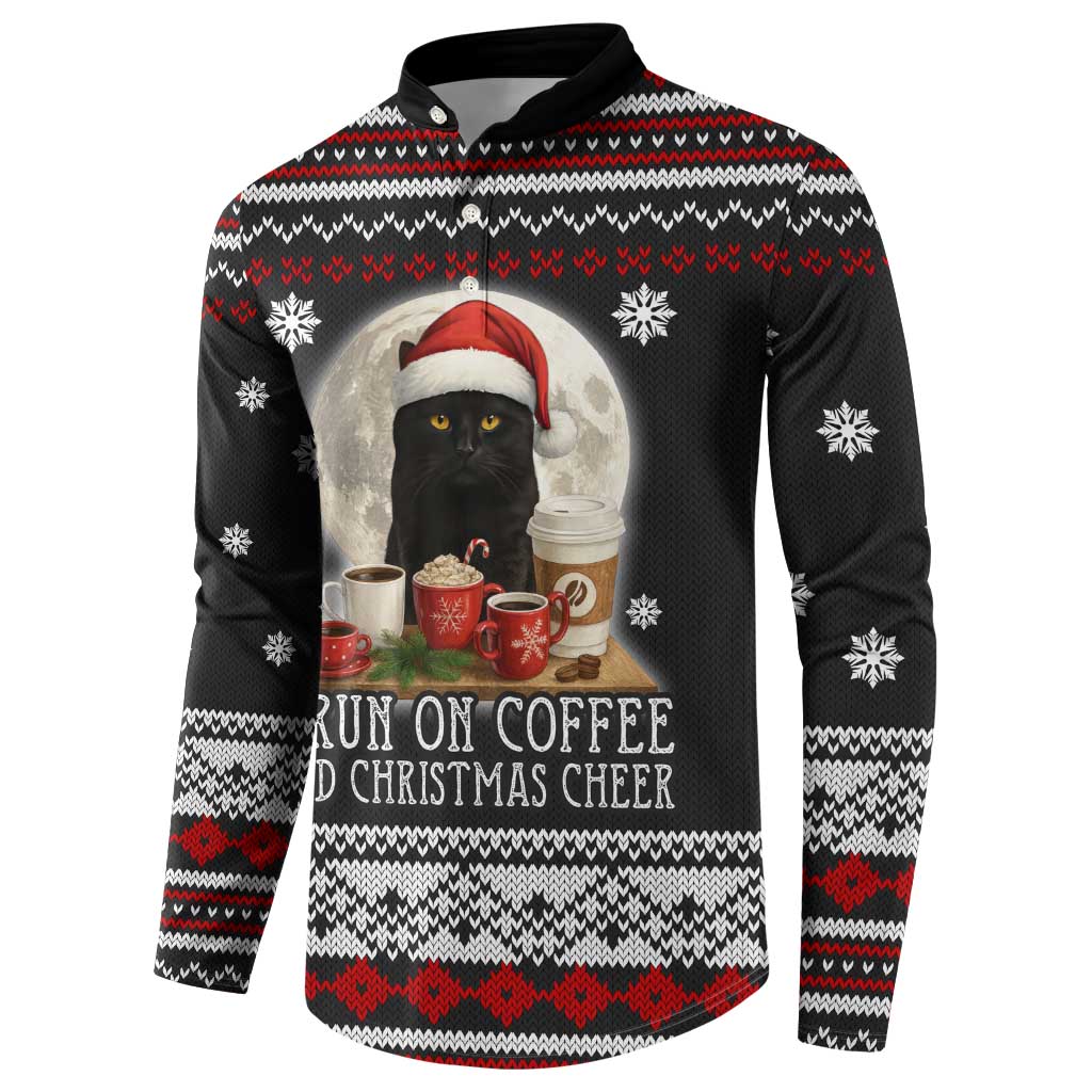 Black Cat Run On Coffee Button Sweatshirt Xmas Holiday Patterns - Wonder Print Shop