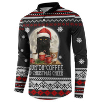 Black Cat Run On Coffee Button Sweatshirt Xmas Holiday Patterns - Wonder Print Shop