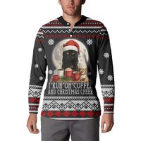 Black Cat Run On Coffee Button Sweatshirt Xmas Holiday Patterns - Wonder Print Shop