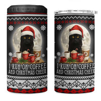 Black Cat Run On Coffee 4 in 1 Can Cooler Tumbler Xmas Holiday Patterns - Wonder Print Shop
