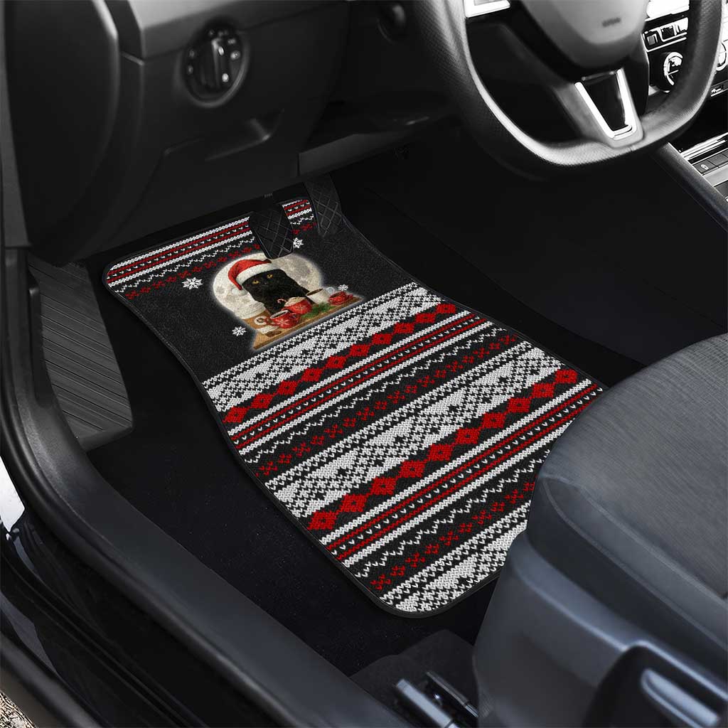 Black Cat Run On Coffee Car Mats Xmas Holiday Patterns - Wonder Print Shop