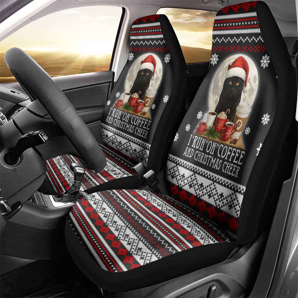 Black Cat Run On Coffee Car Seat Cover Xmas Holiday Patterns - Wonder Print Shop