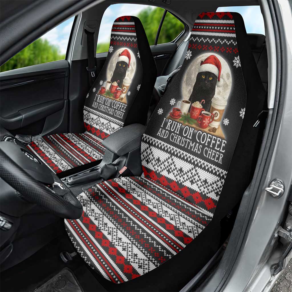 Black Cat Run On Coffee Car Seat Cover Xmas Holiday Patterns - Wonder Print Shop