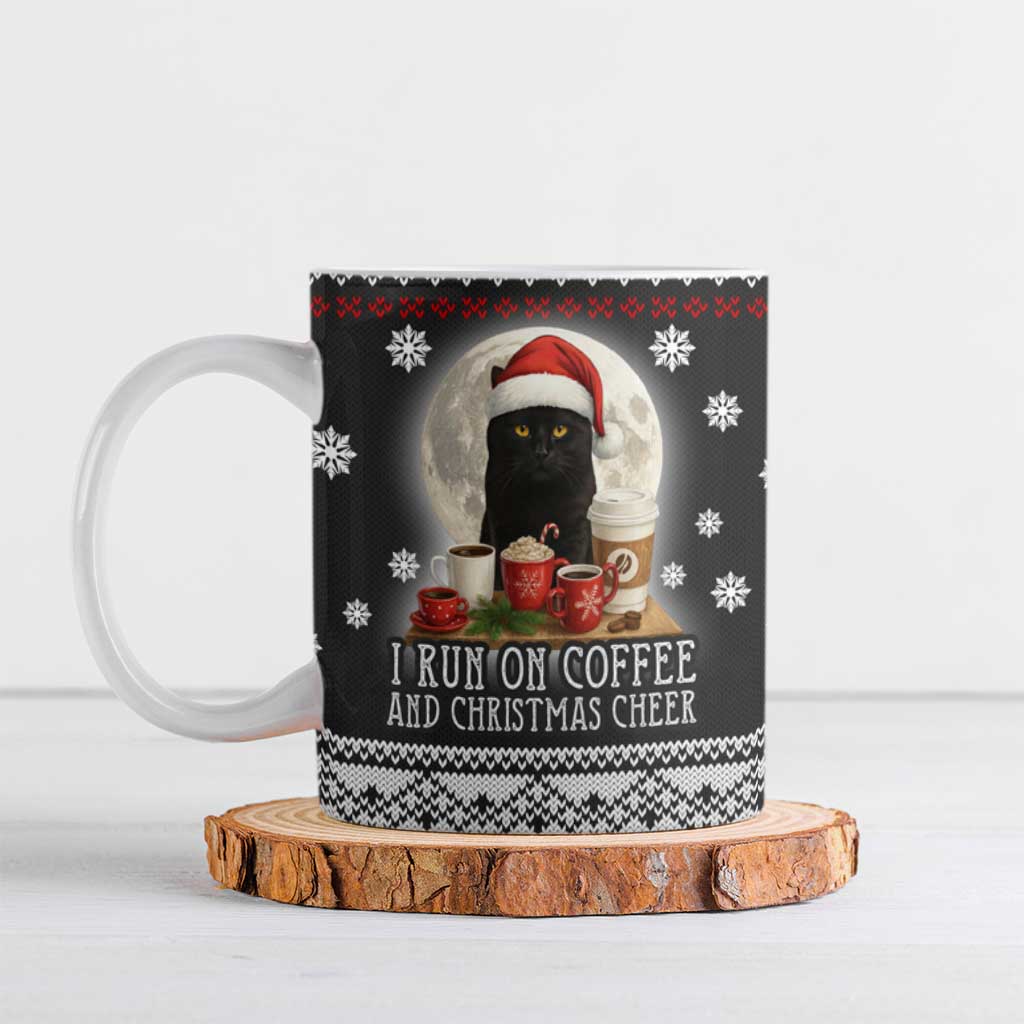 Black Cat Run On Coffee Ceramic Mug Xmas Holiday Patterns - Wonder Print Shop