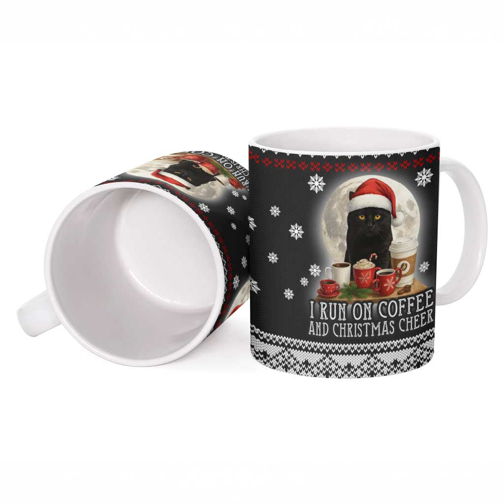 Black Cat Run On Coffee Ceramic Mug Xmas Holiday Patterns - Wonder Print Shop