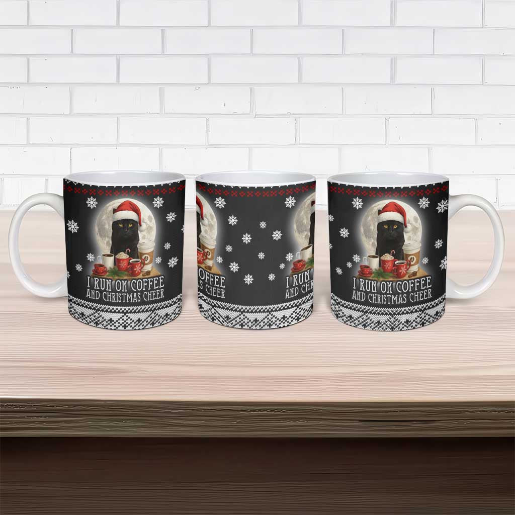 Black Cat Run On Coffee Ceramic Mug Xmas Holiday Patterns - Wonder Print Shop