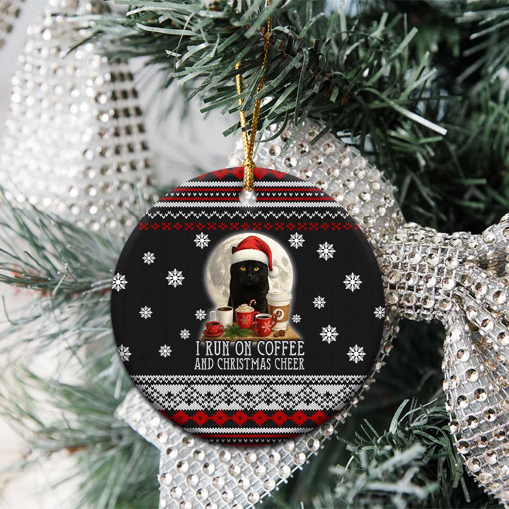 Black Cat Run On Coffee Ceramic Ornament Xmas Holiday Patterns - Wonder Print Shop