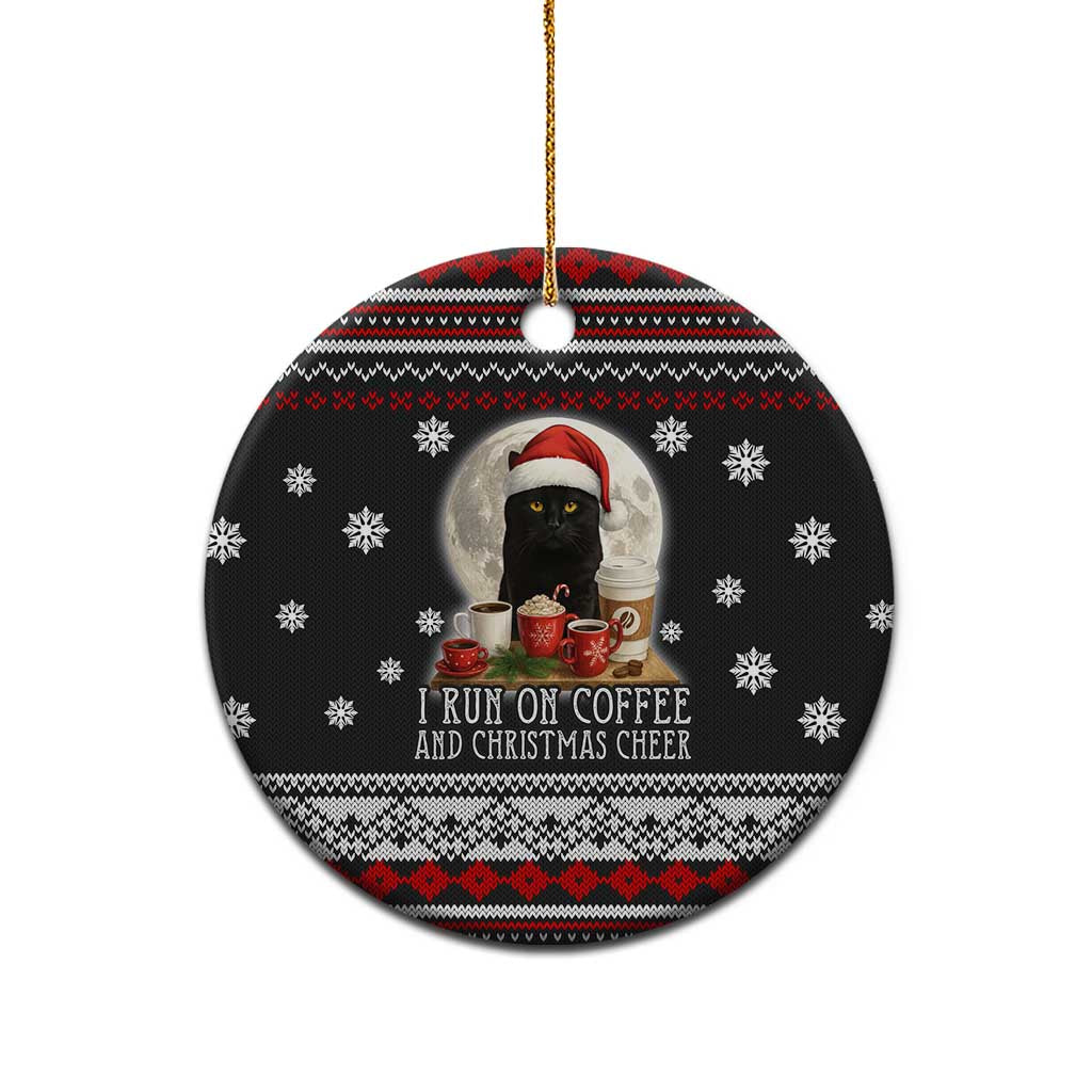 Black Cat Run On Coffee Ceramic Ornament Xmas Holiday Patterns - Wonder Print Shop