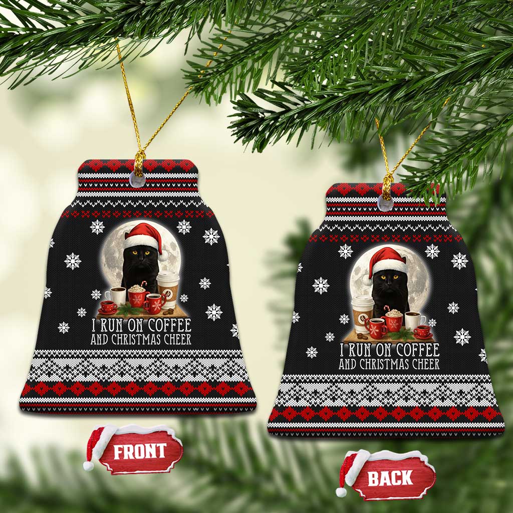 Black Cat Run On Coffee Ceramic Ornament Xmas Holiday Patterns - Wonder Print Shop