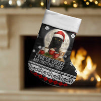 Black Cat Run On Coffee Christmas Stocking Xmas Holiday Patterns - Wonder Print Shop