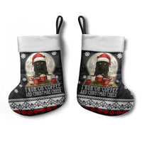 Black Cat Run On Coffee Christmas Stocking Xmas Holiday Patterns - Wonder Print Shop