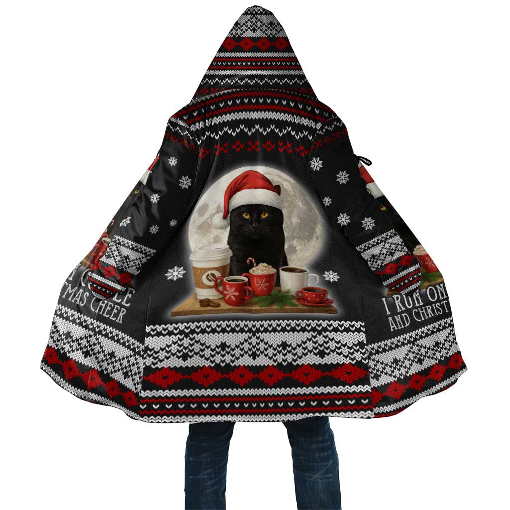 Black Cat Run On Coffee Cloak Xmas Holiday Patterns - Wonder Print Shop