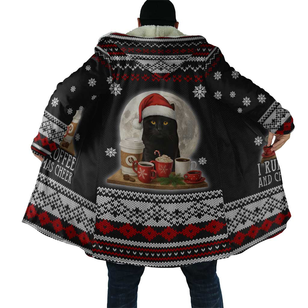 Black Cat Run On Coffee Cloak Xmas Holiday Patterns - Wonder Print Shop