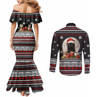 Black Cat Run On Coffee Couples Matching Mermaid Dress and Long Sleeve Button Shirt Xmas Holiday Patterns - Wonder Print Shop