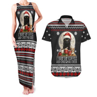 Black Cat Run On Coffee Couples Matching Tank Maxi Dress and Hawaiian Shirt Xmas Holiday Patterns - Wonder Print Shop